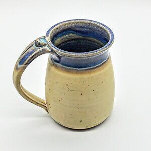 Artisan Signed Blue Glazed Ceramic Pottery Mug